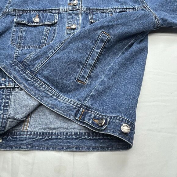 Classic Blues Collection Women's L Denim Jean Jacket Cotton Button Trucker - Picture 4 of 16